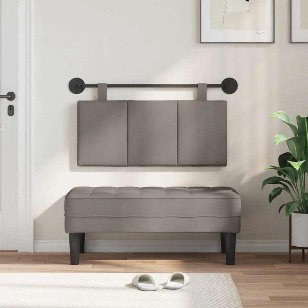 Lits & Accessoires-vidaXL Tête de lit suspendue Montage mural 90 x 55 x 5 cm tissu Taupe