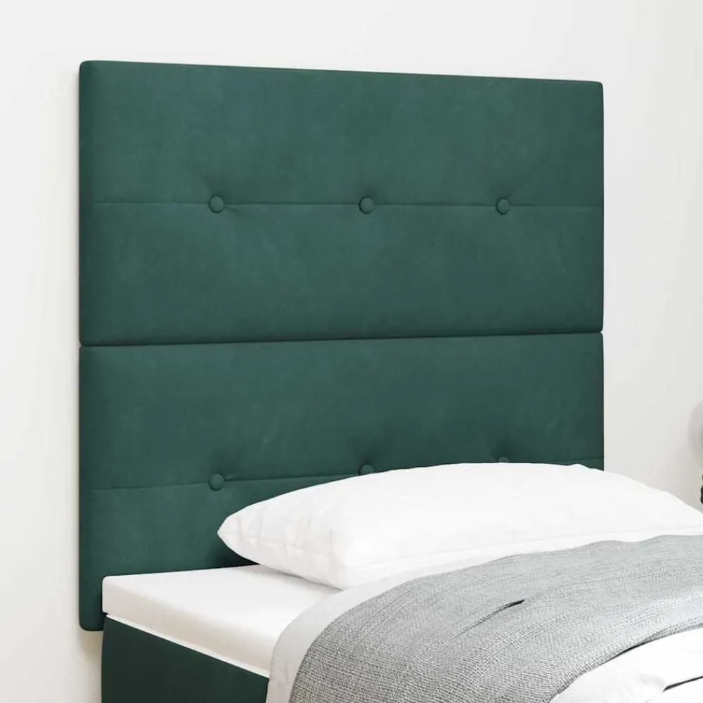 Lits & Accessoires-vidaXL Tête de lit 80 cm Velours Vert foncé