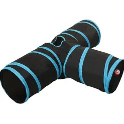 vidaXL Tunnel pour chats à 3 voies Noir et bleu 90 cm Polyester