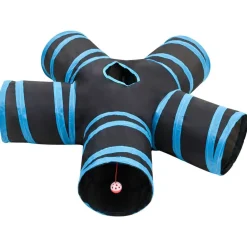 vidaXL Tunnel pour chats à 5 voies Noir et bleu 25 cm Polyester