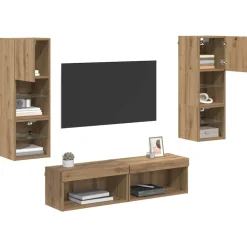 Meubles Tv-vidaXL Unité murale de TV 6 pcs Chêne artisanal Bois d'ingénierie ch&ecirc;ne artisanal