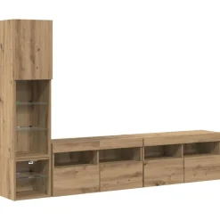 Meubles Tv-vidaXL Unité murale de TV 4 pcs Chêne artisanal Bois d'ingénierie ch&ecirc;ne artisanal