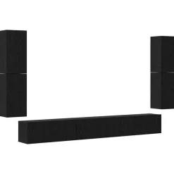 Meubles Tv-vidaXL Unites TV Montage mural 4 pcs Chêne noir Bois d'ingénierie Ch&ecirc;ne noir