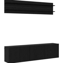 Meubles Tv-vidaXL Unites TV Montage mural 6 pcs Chêne noir Bois d'ingénierie Ch&ecirc;ne noir