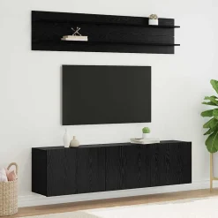 Meubles Tv-vidaXL Unites TV Montage mural 6 pcs Chêne noir Bois d'ingénierie Ch&ecirc;ne noir