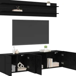 Meubles Tv-vidaXL Unites TV Montage mural 6 pcs Chêne noir Bois d'ingénierie Ch&ecirc;ne noir