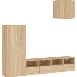 Meubles Tv-vidaXL Unités murales TV 4 pcs chêne sonoma bois d'ingénierie Ch&ecirc;ne sonoma