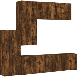 vidaXL Unités murales TV 5 pcs chêne fumé bois d'ingénierie
