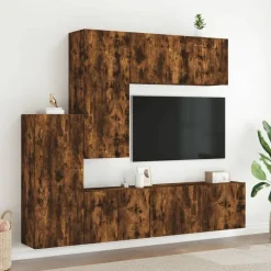 vidaXL Unités murales TV 5 pcs chêne fumé bois d'ingénierie