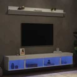 Meubles Tv-vidaXL Unités murales TV avec LED 5 pcs bois d'ingénierie Blanc