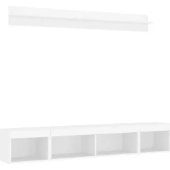 Meubles Tv-vidaXL Unités murales TV avec LED 5 pcs bois d'ingénierie Blanc
