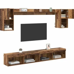 Meubles Tv-vidaXL Unités murales TV avec LED 6 pcs Bois d'ingénierie Bois ancien