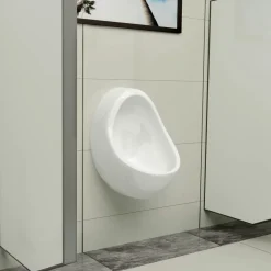 vidaXL Urinoir suspendu avec valve de chasse d'eau Céramique