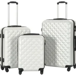 Bagages & Maroquinerie-vidaXL Valise rigide 3 pcs é brillant ABS Argent