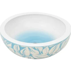 Plomberie-vidaXL Vasque à poser blanc et bleu rond Φ41x14 cm céramique Bleu clair