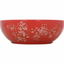 Plomberie-vidaXL Vasque à poser rond Φ41x14 cm céramique blanc et rouge