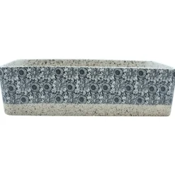 vidaXL Vasque à poser gris/bleu rectangulaire 46x35,5x13 cm céramique