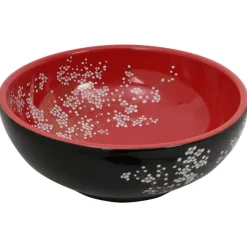 Plomberie-vidaXL Vasque à poser rond Φ41x14 cm céramique noir et rouge