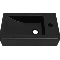 Plomberie-vidaXL Vasque avec trou de robinet Céramique 46 x 25,5 x 12 cm Noir