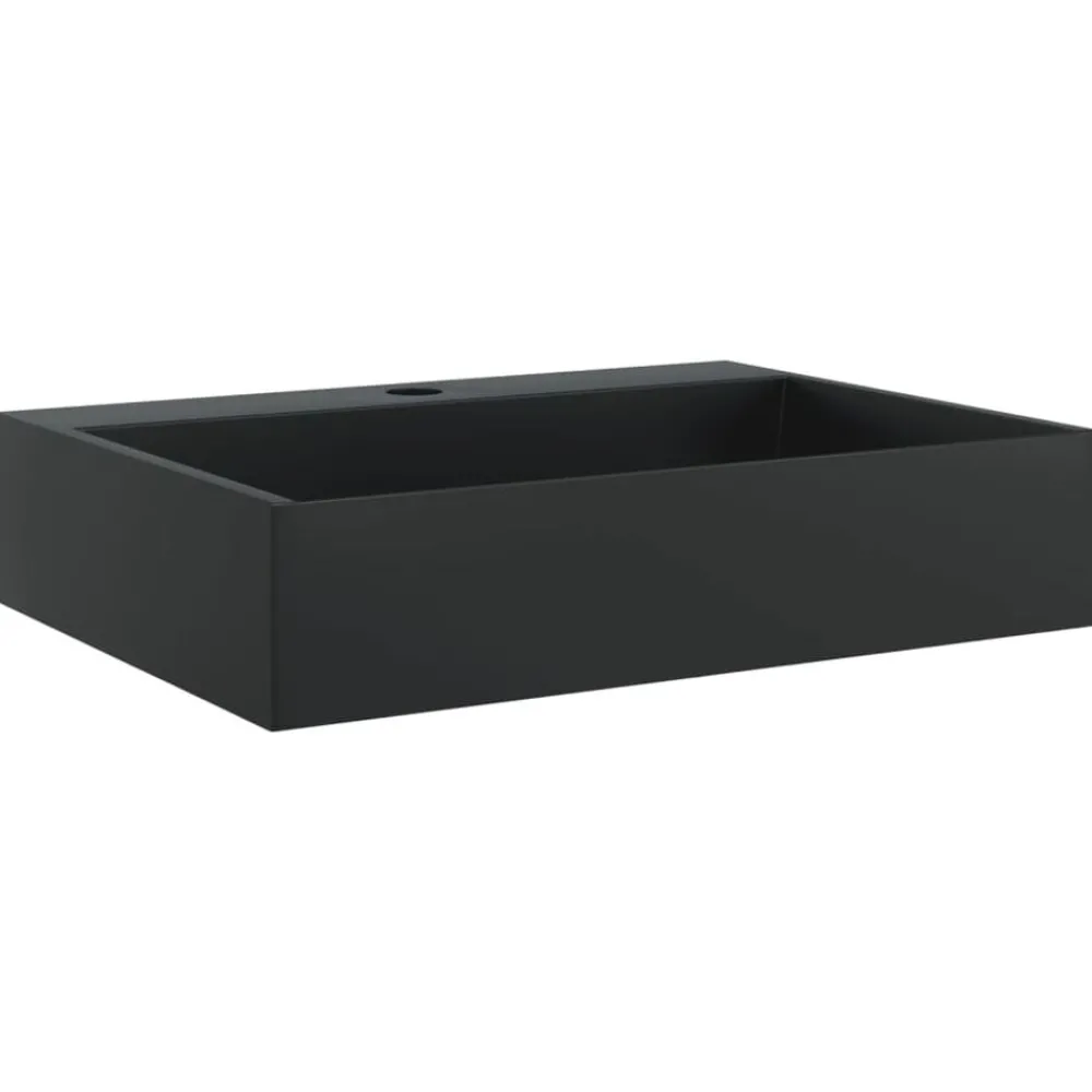 Plomberie-vidaXL Vasque 50x38x11 cm fonte minérale/marbre mat Noir