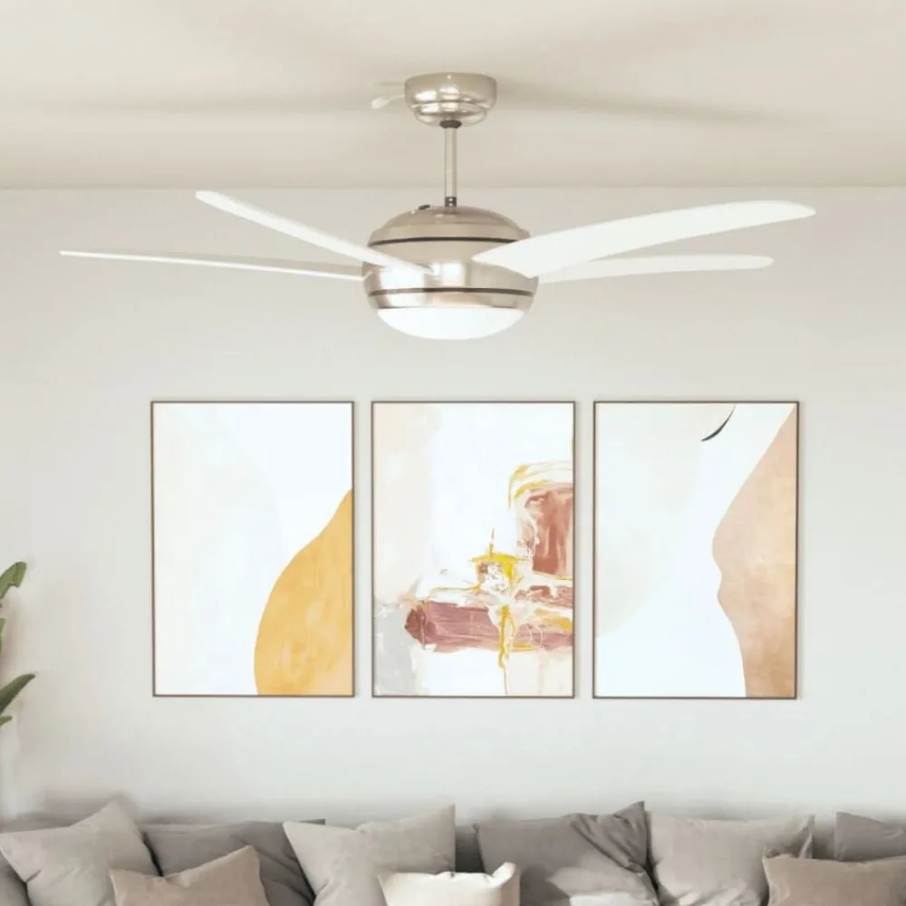 Appareils Électroménagers-vidaXL Ventilateur de plafond orné avec lampe 128 cm Blanc