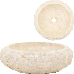 Plomberie-vidaXL Évier 40 x 12 cm Marbre Crème Cr&egrave;me