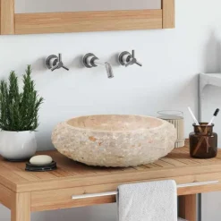 Plomberie-vidaXL Évier 40 x 12 cm Marbre Crème Cr&egrave;me