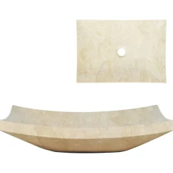 Plomberie-vidaXL Évier 50 x 35 x 12 cm Marbre Crème Cr&egrave;me
