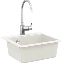 Plomberie-vidaXL Évier 470 x 440 mm Granite Blanc