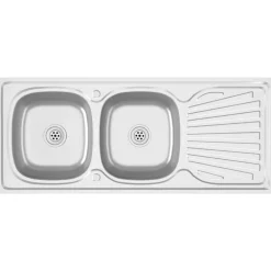 vidaXL Évier de cuisine à double évier argenté 1200x500x155 mm inox