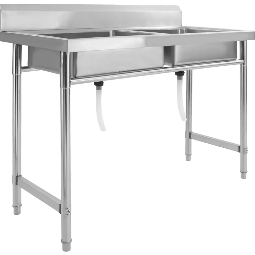 vidaXL Évier de cuisine à lavabo double Acier inoxydable