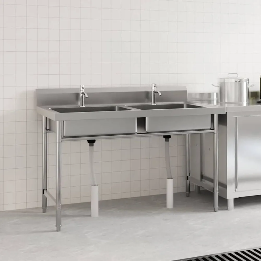 vidaXL Évier de cuisine à lavabo double Acier inoxydable