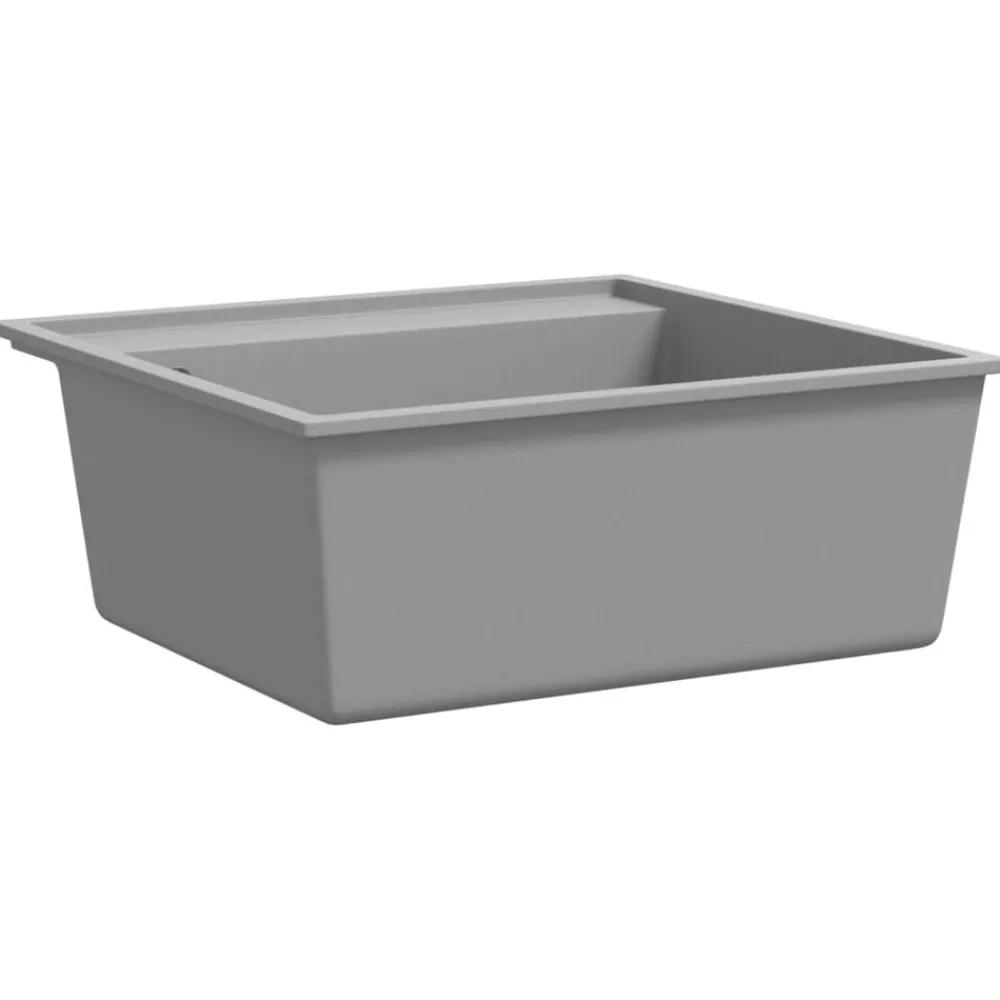 Plomberie-vidaXL Évier de cuisine avec trou de trop-plein Granit Gris