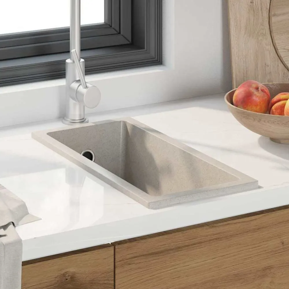 Plomberie-vidaXL Évier de cuisine 21 x 44 x 14 cm Granite Beige