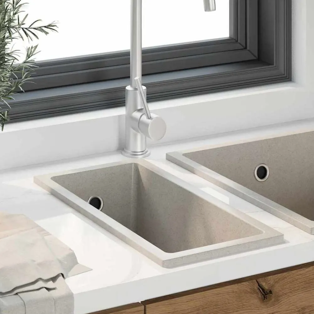 Plomberie-vidaXL Évier de cuisine 21 x 44 x 14 cm Granite Beige