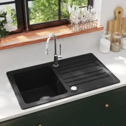 vidaXL Évier de cuisine en granite avec égouttoir réversible