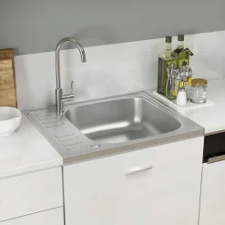 Plomberie-vidaXL Évier de cuisine et égouttoir argenté 600x500x155 mm inox