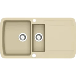 Plomberie-vidaXL Évier de cuisine Granit Double lavabo Beige