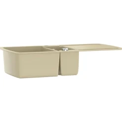 Plomberie-vidaXL Évier de cuisine Granit Double lavabo Beige