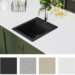 Plomberie-vidaXL Évier de cuisine Granite Noir