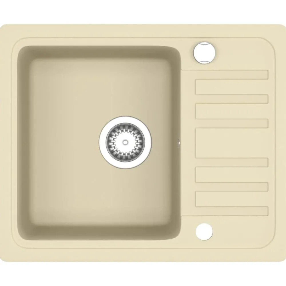 Plomberie-vidaXL Évier de cuisine Granit Seul lavabo Beige