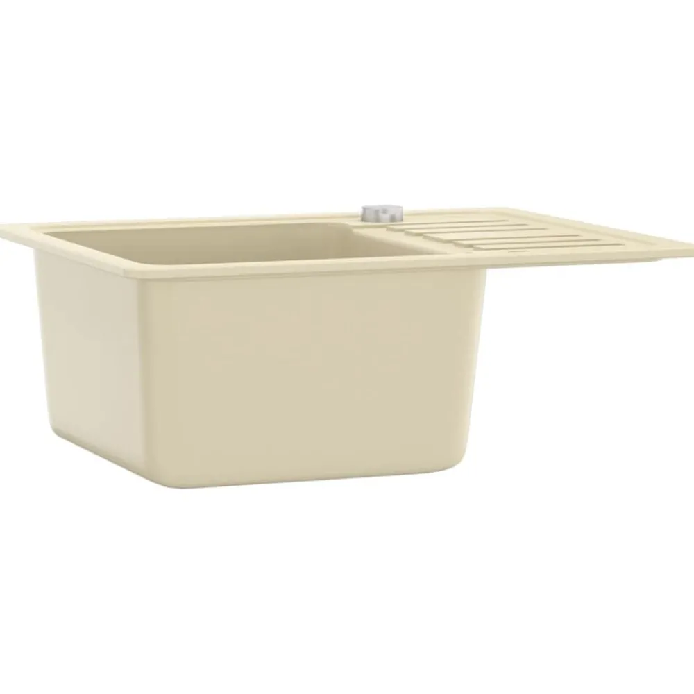Plomberie-vidaXL Évier de cuisine Granit Seul lavabo Beige