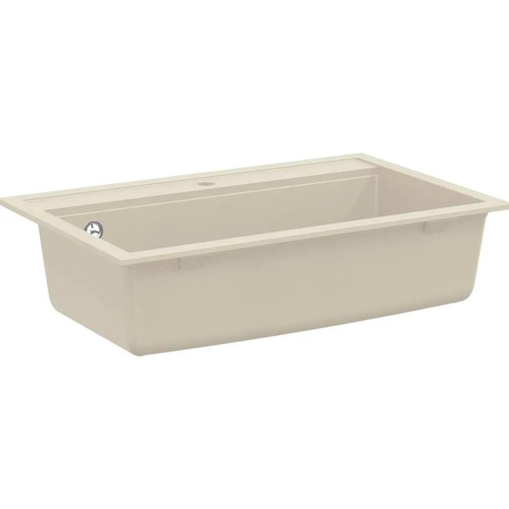 Plomberie-vidaXL Évier de cuisine Granit Seul lavabo Beige