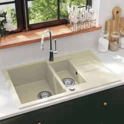 vidaXL Évier de cuisine Granit Double lavabo