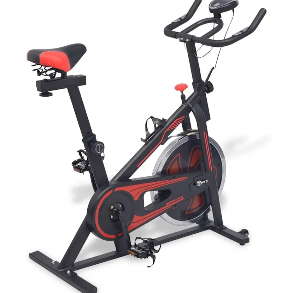 Entraînement & Fitness-vidaXL Vélo d'appartement avec capteurs de pouls et rouge Noir
