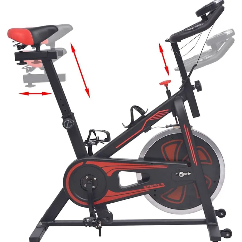 Entraînement & Fitness-vidaXL Vélo d'appartement avec capteurs de pouls et rouge Noir