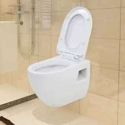 vidaXL WC suspendu en céramique