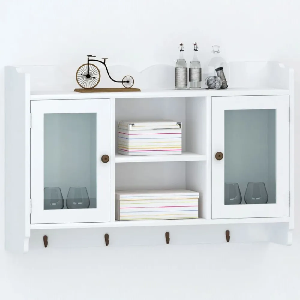 vidaXL Vitrine murale avec étagère de Livre / DVD / Verre en MDF Blanc